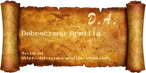 Debreczeny Armilla névjegykártya